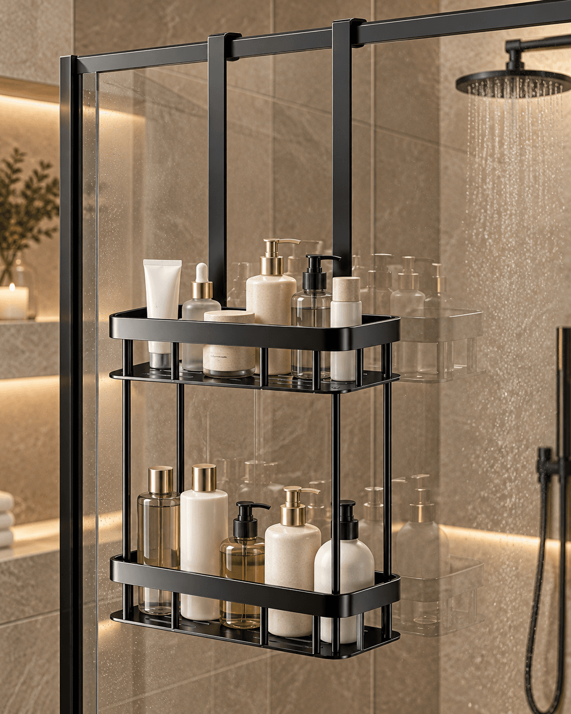 Organizador de box suspenso 2 níveis Nuvora em metal preto fosco